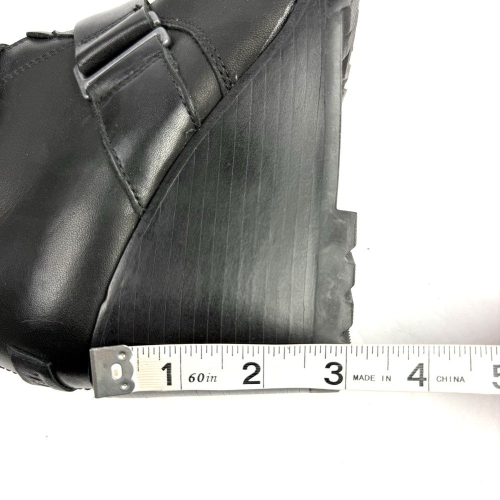 SOREL Black Leather Wedge Ankle Boots with Buckle Straps - Picture 10 of 12